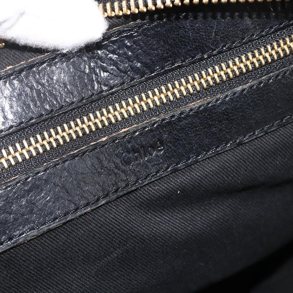 Chloe Etel Hand Bag Leather Black Gold Auth BSZ555
