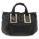 Chloe Etel Hand Bag Leather Black Gold Auth BSZ555-2
