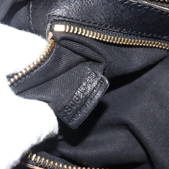 Chloe Etel Hand Bag Leather Black Gold Auth BSZ555