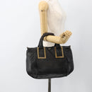 Chloe Etel Hand Bag Leather Black Gold Auth BSZ555-22