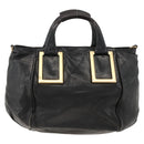 Chloe Etel Hand Bag Leather Black Gold Auth BSZ555-3