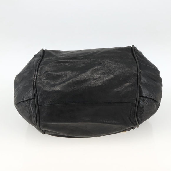 Chloe Etel Hand Bag Leather Black Gold Auth BSZ555