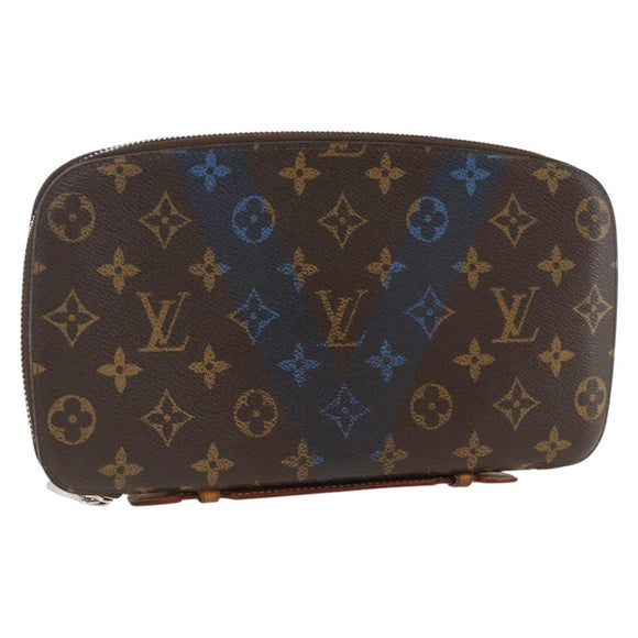 LOUIS VUITTON Monogram V line Atoll Travel Case Blue M61172 LV Auth BSZ564
