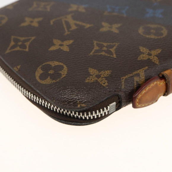 LOUIS VUITTON Monogram V line Atoll Travel Case Blue M61172 LV Auth BSZ564