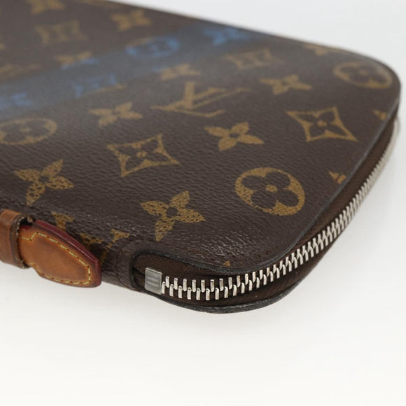 LOUIS VUITTON Monogram V line Atoll Travel Case Blue M61172 LV Auth BSZ564