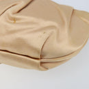 PRADA Ribbon Pouch Satin Beige Gold Auth BSZ565-15