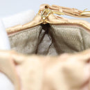 PRADA Ribbon Pouch Satin Beige Gold Auth BSZ565-19