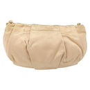PRADA Ribbon Pouch Satin Beige Gold Auth BSZ565-2