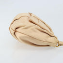 PRADA Ribbon Pouch Satin Beige Gold Auth BSZ565-3