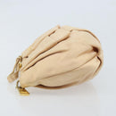 PRADA Ribbon Pouch Satin Beige Gold Auth BSZ565-4