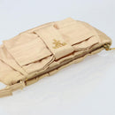 PRADA Ribbon Pouch Satin Beige Gold Auth BSZ565-5