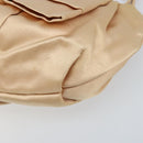 PRADA Ribbon Pouch Satin Beige Gold Auth BSZ565-7
