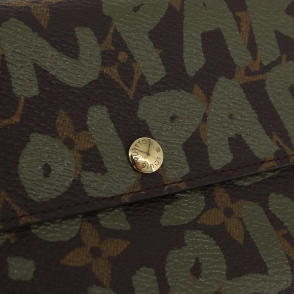 LOUIS VUITTON Graffiti Porte Monnaie Credit Brieftasche Khaki M92188 Auth BSZ567V