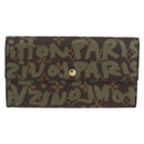 LOUIS VUITTON Graffiti Porte Monnaie Credit Brieftasche Khaki M92188 Auth BSZ567V-13