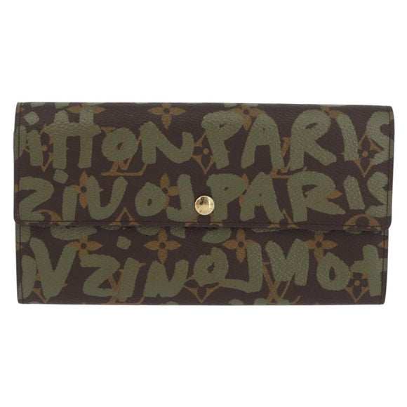 LOUIS VUITTON Graffiti Porte Monnaie Credit Brieftasche Khaki M92188 Auth BSZ567V