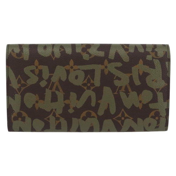 LOUIS VUITTON Graffiti Porte Monnaie Credit Brieftasche Khaki M92188 Auth BSZ567V