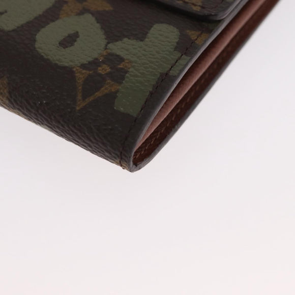LOUIS VUITTON Graffiti Porte Monnaie Credit Brieftasche Khaki M92188 Auth BSZ567V