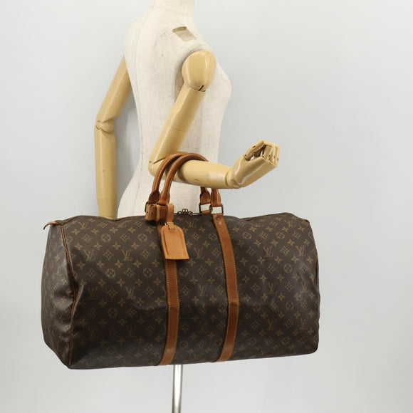 LOUIS VUITTON Monogram Keepall 55 Boston Bag M41424 LV Auth BSZ585