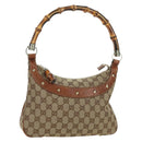 GUCCI GG Canvas Bamboo Hand Bag Beige Gold 137378 Auth BSZ605A-1