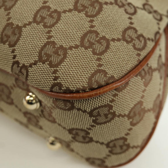 GUCCI GG Canvas Bamboo Hand Bag Beige Gold 137378 Auth BSZ605A
