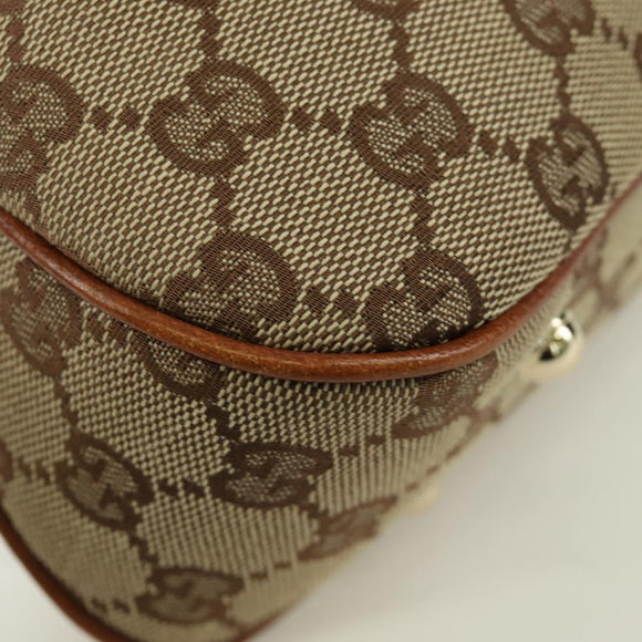 GUCCI GG Canvas Bamboo Hand Bag Beige Gold 137378 Auth BSZ605A