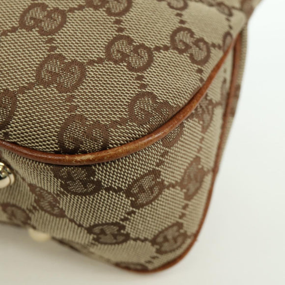 GUCCI GG Canvas Bamboo Hand Bag Beige Gold 137378 Auth BSZ605A