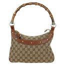 GUCCI GG Canvas Bamboo Hand Bag Beige Gold 137378 Auth BSZ605A-2