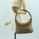 GUCCI GG Canvas Bamboo Hand Bag Beige Gold 137378 Auth BSZ605A-23