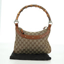 GUCCI GG Canvas Bamboo Hand Bag Beige Gold 137378 Auth BSZ605A-24