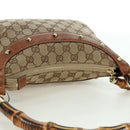 GUCCI GG Canvas Bamboo Hand Bag Beige Gold 137378 Auth BSZ605A-6