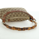 GUCCI GG Canvas Bamboo Hand Bag Beige Gold 137378 Auth BSZ605A-7