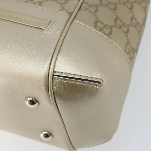 GUCCI GG Canvas Guccissima Mayfair Bow Bag Leather 2way Silver Auth BSZ612A