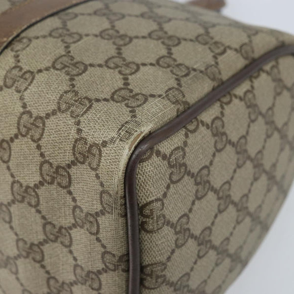 GUCCI GG Supreme Web Sherry Line Boston Bag PVC Beige Gold 58 02 007 Auth BSZ614