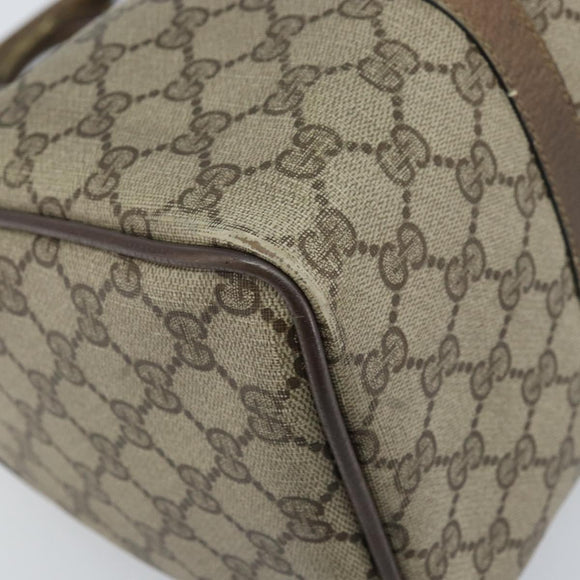 GUCCI GG Supreme Web Sherry Line Boston Bag PVC Beige Gold 58 02 007 Auth BSZ614