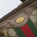 GUCCI GG Supreme Web Sherry Line Boston Bag PVC Beige Gold 58 02 007 Auth BSZ614-17