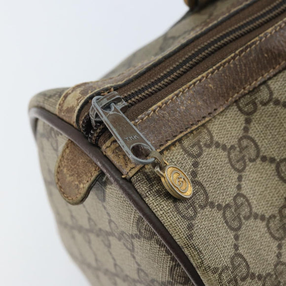 GUCCI GG Supreme Web Sherry Line Boston Bag PVC Beige Gold 58 02 007 Auth BSZ614