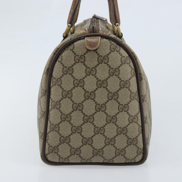 GUCCI GG Supreme Web Sherry Line Boston Bag PVC Beige Gold 58 02 007 Auth BSZ614