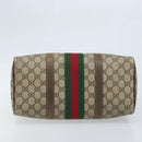 GUCCI GG Supreme Web Sherry Line Boston Bag PVC Beige Gold 58 02 007 Auth BSZ614-5