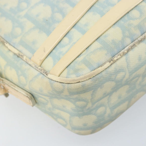 Christian Dior Trotter Canvas Shoulder Bag PVC Light Blue Silver Auth BSZ617