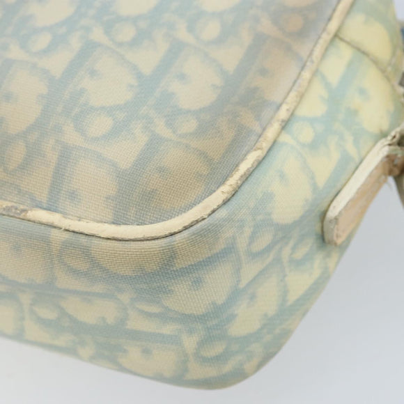 Christian Dior Trotter Canvas Shoulder Bag PVC Light Blue Silver Auth BSZ617