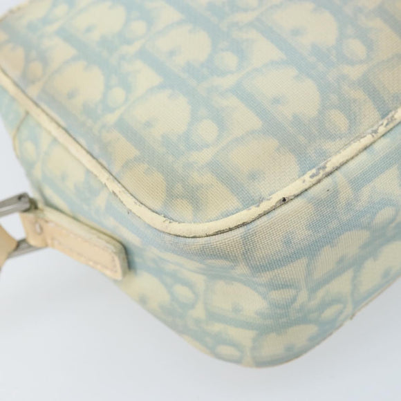Christian Dior Trotter Canvas Shoulder Bag PVC Light Blue Silver Auth BSZ617