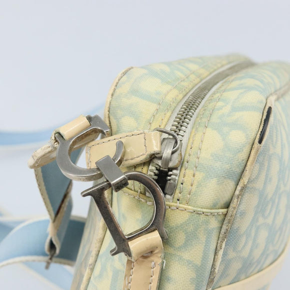 Christian Dior Trotter Canvas Shoulder Bag PVC Light Blue Silver Auth BSZ617