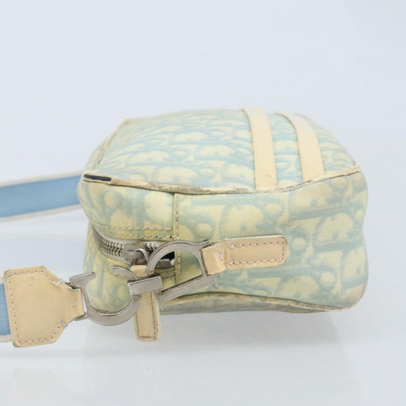 Christian Dior Trotter Canvas Shoulder Bag PVC Light Blue Silver Auth BSZ617