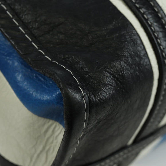 BALENCIAGA Bazaar Shopper S Bag Leather 2way Blue Silver 443096 Auth BSZ626V