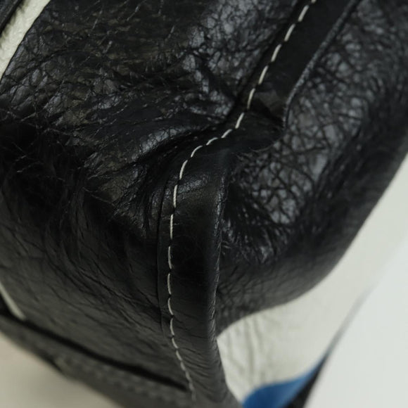BALENCIAGA Bazaar Shopper S Bag Leer 2way Blauw Zilver 443096 Auth BSZ626V