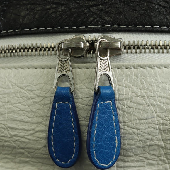 BALENCIAGA Bazaar Shopper S Bag Leer 2way Blauw Zilver 443096 Auth BSZ626V