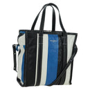BALENCIAGA Bazaar Shopper S Bag Leer 2way Blauw Zilver 443096 Auth BSZ626V-1