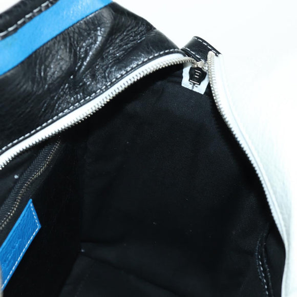 BALENCIAGA Bazaar Shopper S Bag Leer 2way Blauw Zilver 443096 Auth BSZ626V