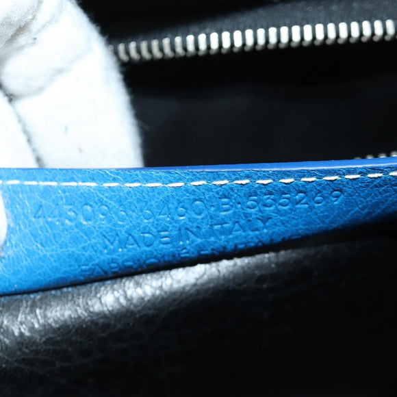 BALENCIAGA Bazaar Shopper S Bag Leer 2way Blauw Zilver 443096 Auth BSZ626V