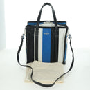BALENCIAGA Bazaar Shopper S Bag Leer 2way Blauw Zilver 443096 Auth BSZ626V-12